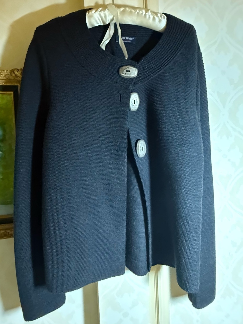 Saint James Black Women's Button-Front Cardigan